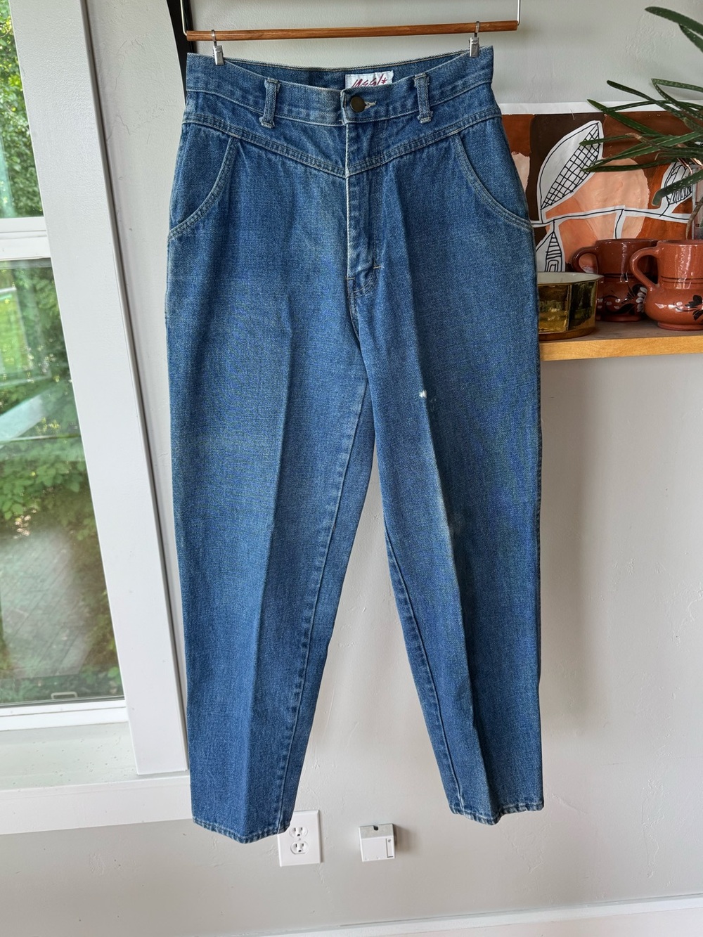 Vintage 80s Yes! High Waist Front Yoke Tapered Leg Denim Jeans Sz 27